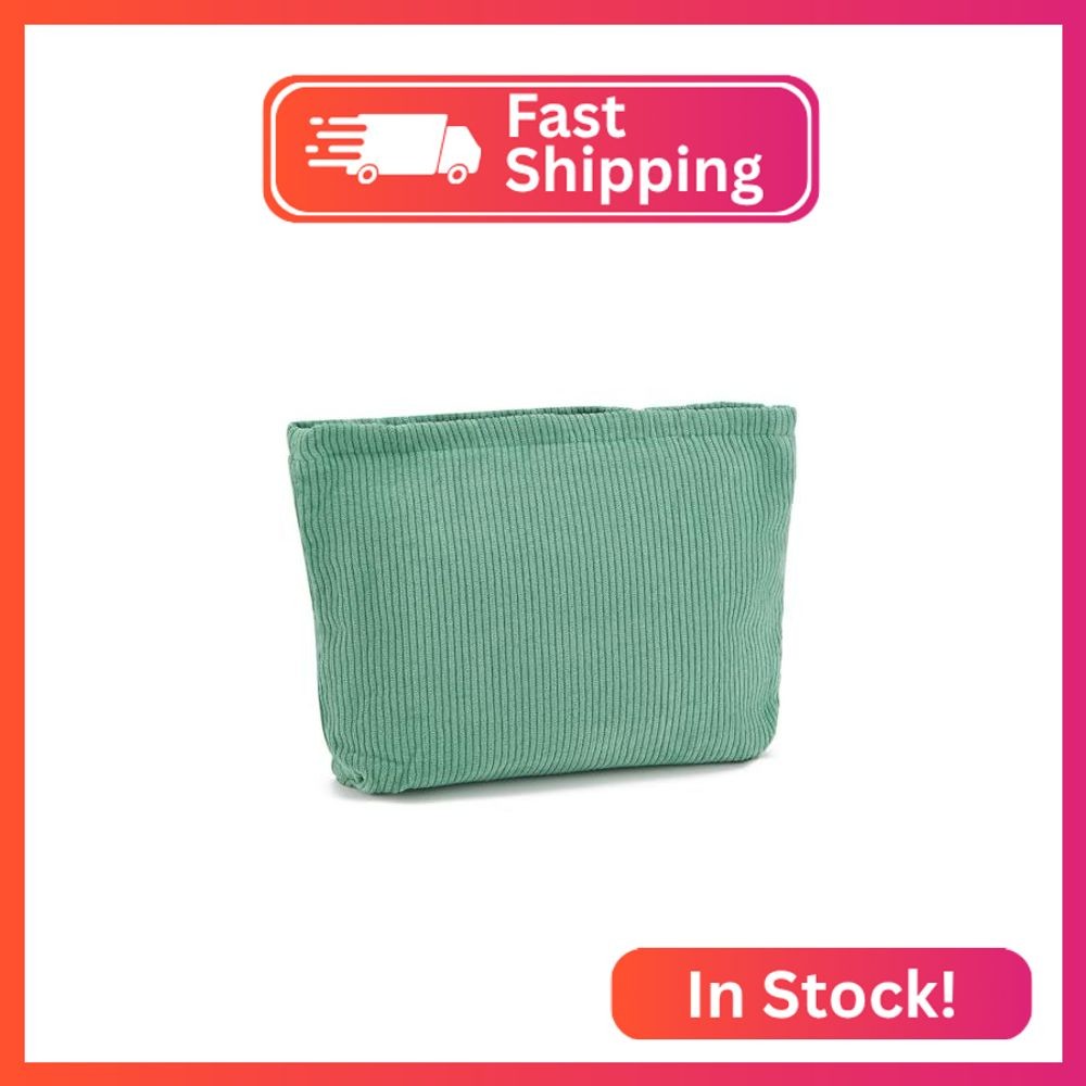 WOZEAH Corduroy Makeup Bag for Purse Small Cosmetic Pouch,Stylish Zipper Make up