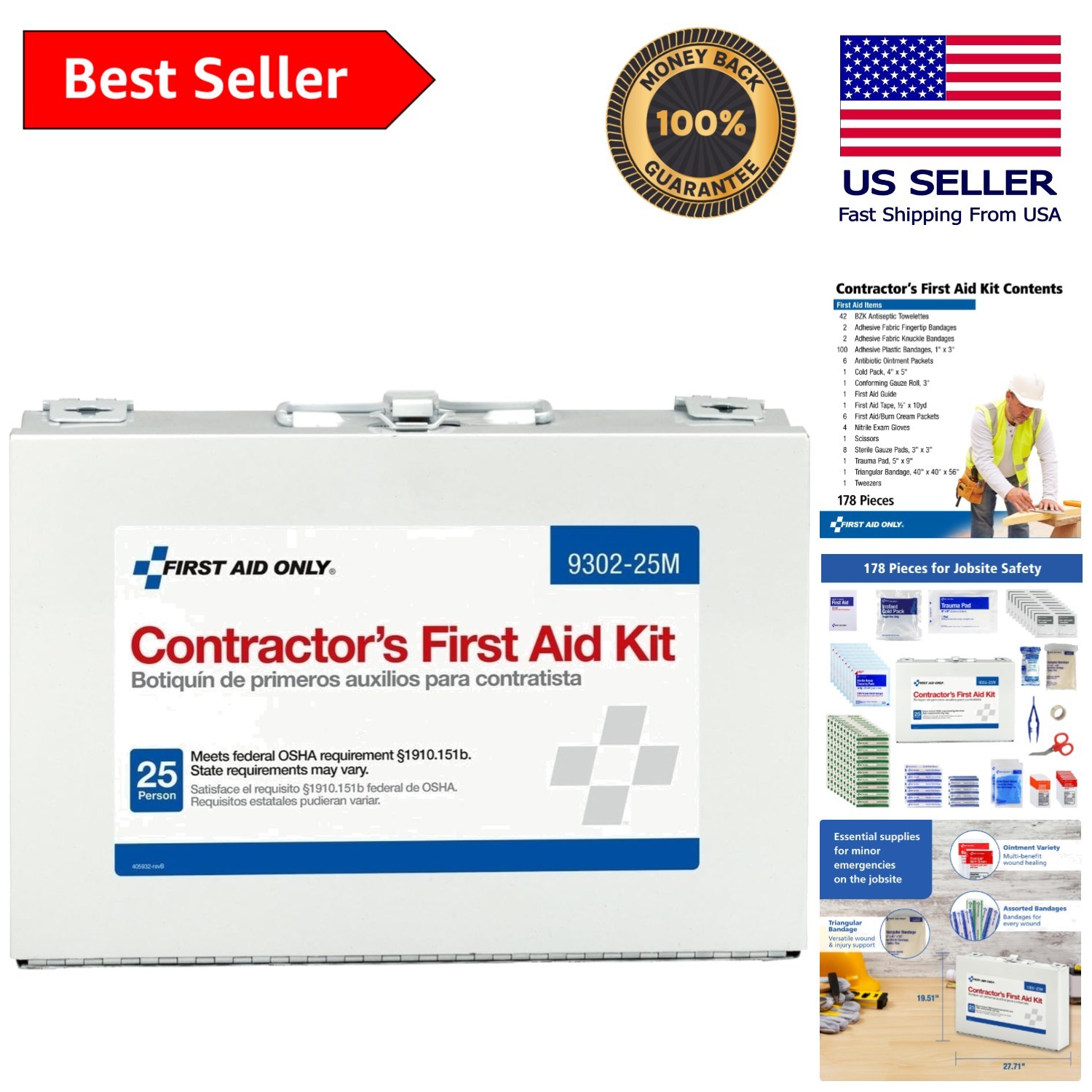 25-Person Contractor's First Aid Kit: 178 Essential Pieces for Emergencies