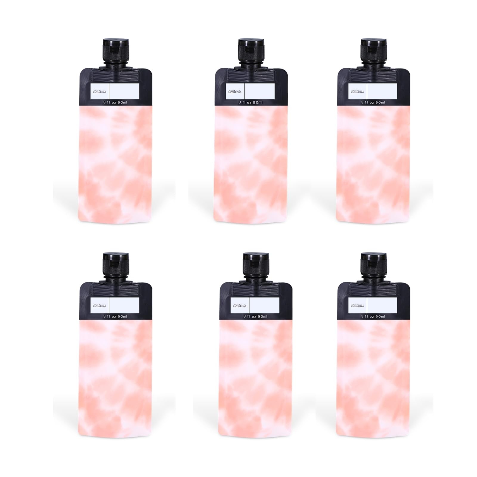 ASEVAT 3 oz Leak Proof Empty Squeeze Pouches, Refillable Travel 6 pack, Pink1