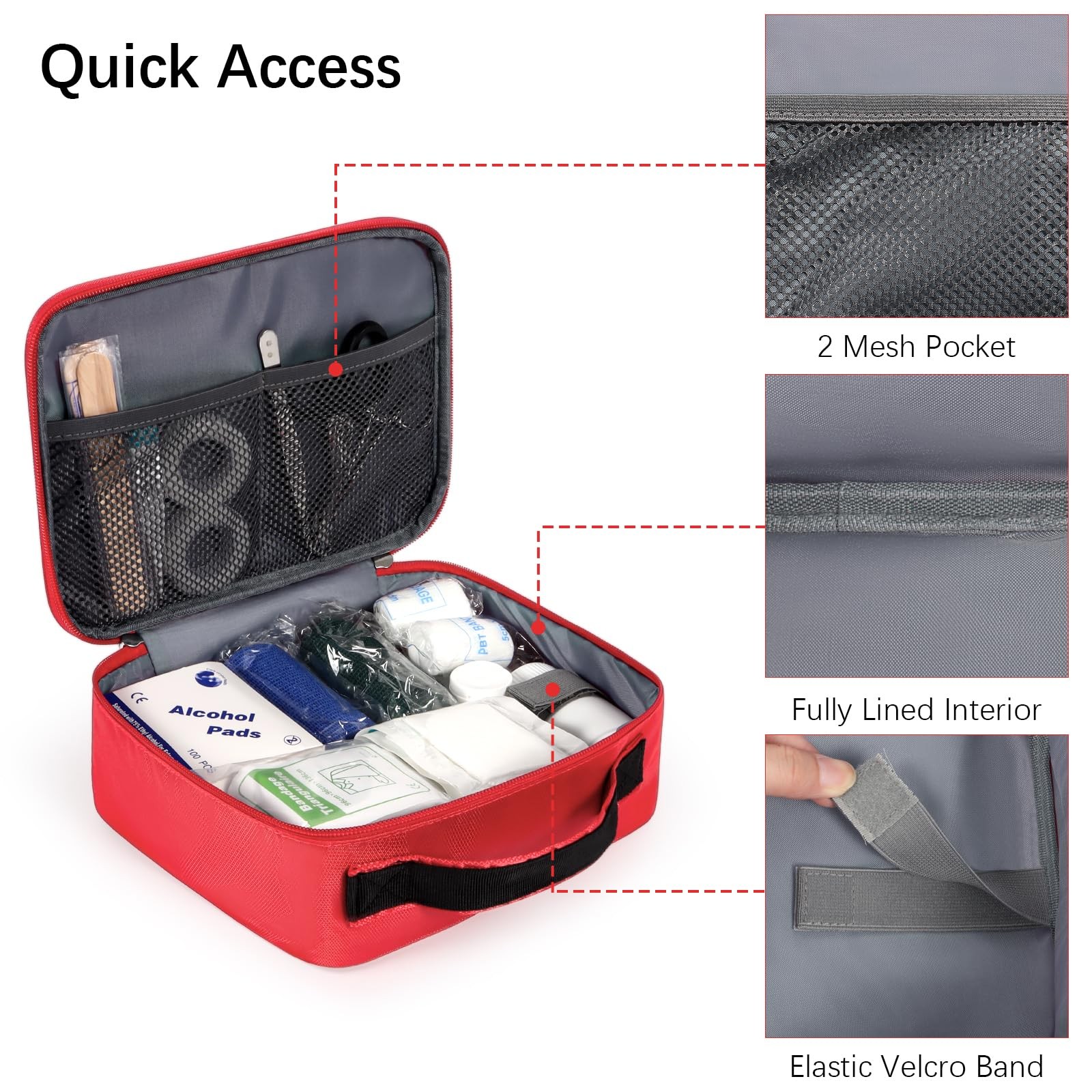 First Aid Bag Empty Treatment Bags Multi-Pocket for Home School Office Car Tr…