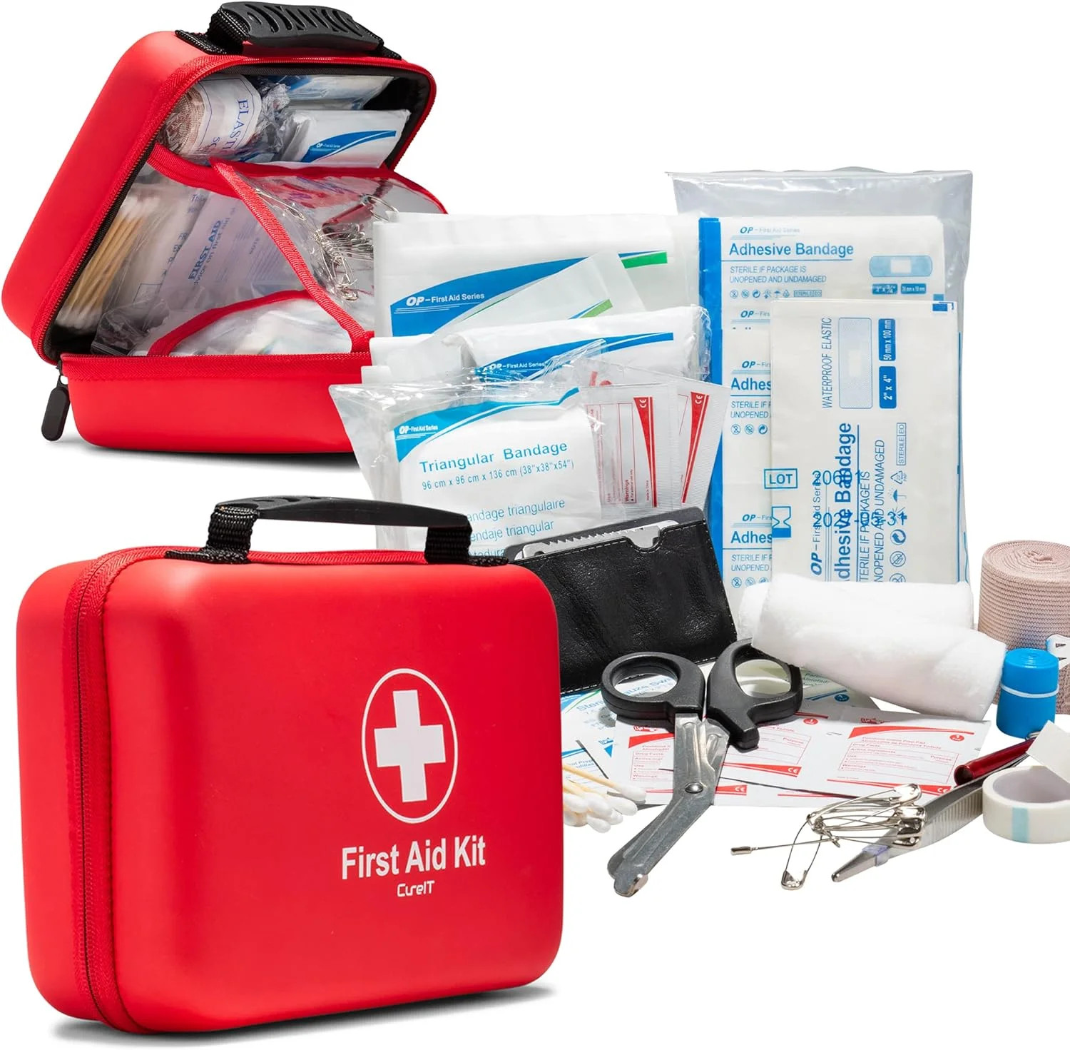 230-Pc First Aid Kit Waterproof Emergency Survival Kit with Shoulder Straps