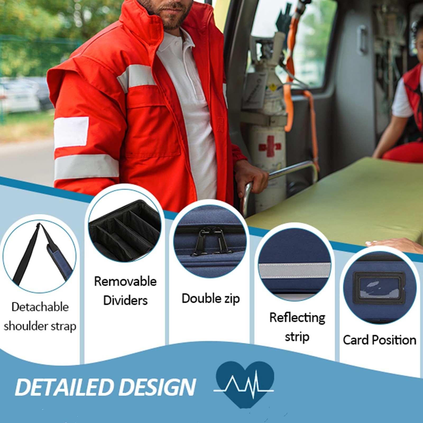 Professional First Aid Medical Bag – Emergency Organizer with Detachable Divider