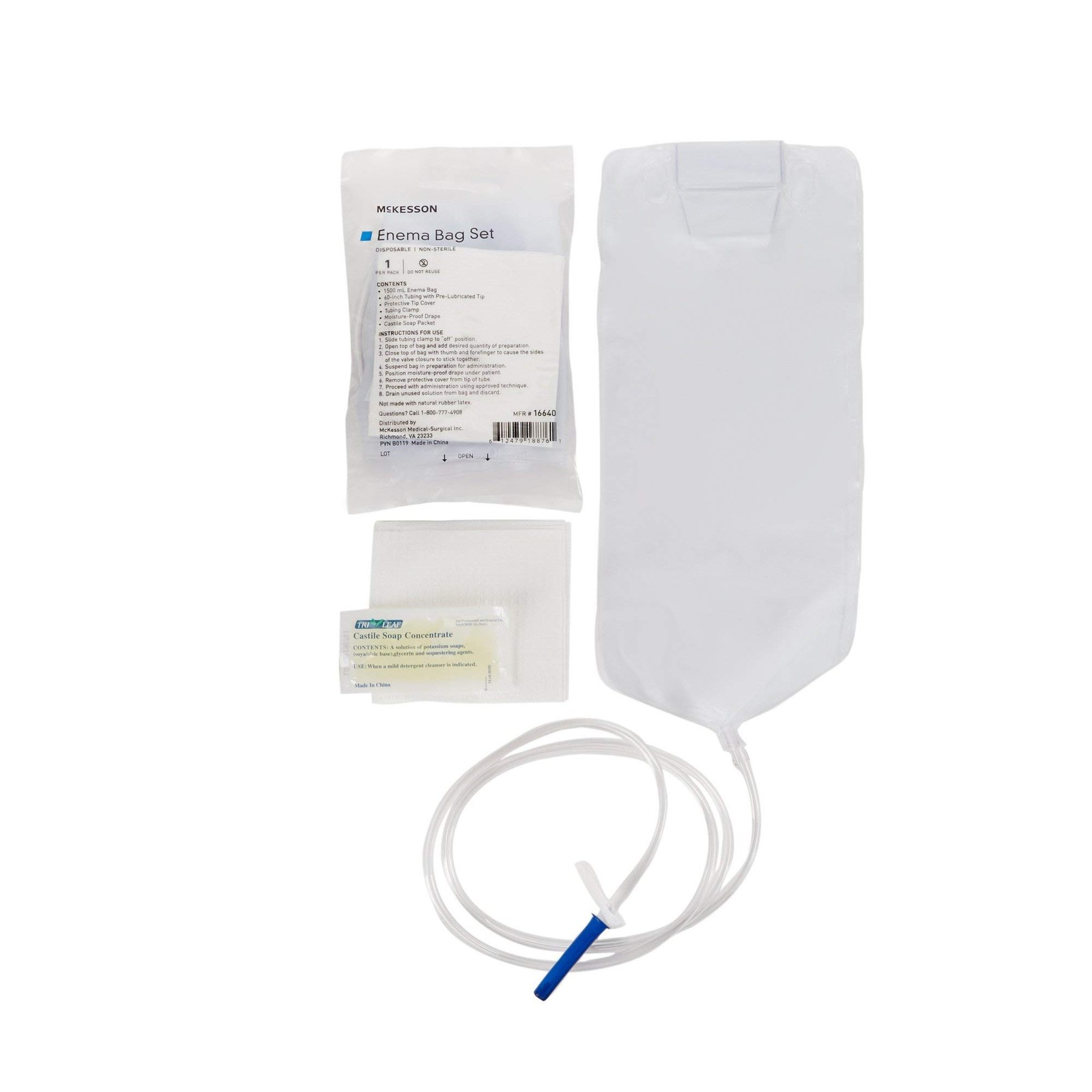 McKesson Enema Bag Set, Non-Sterile, Single Use, Disposable, 50 Count Navy