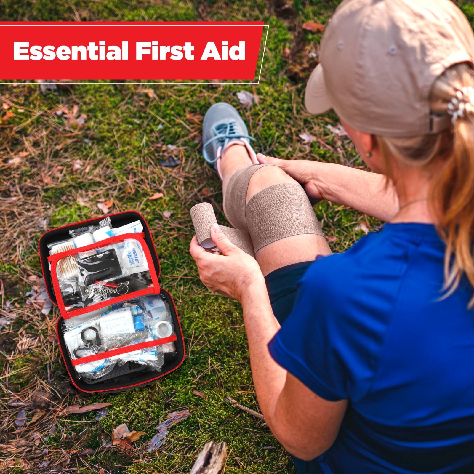 Waterproof Travel First Aid Kit with Shoulder Straps – Home, Car & On-The-Go Eme