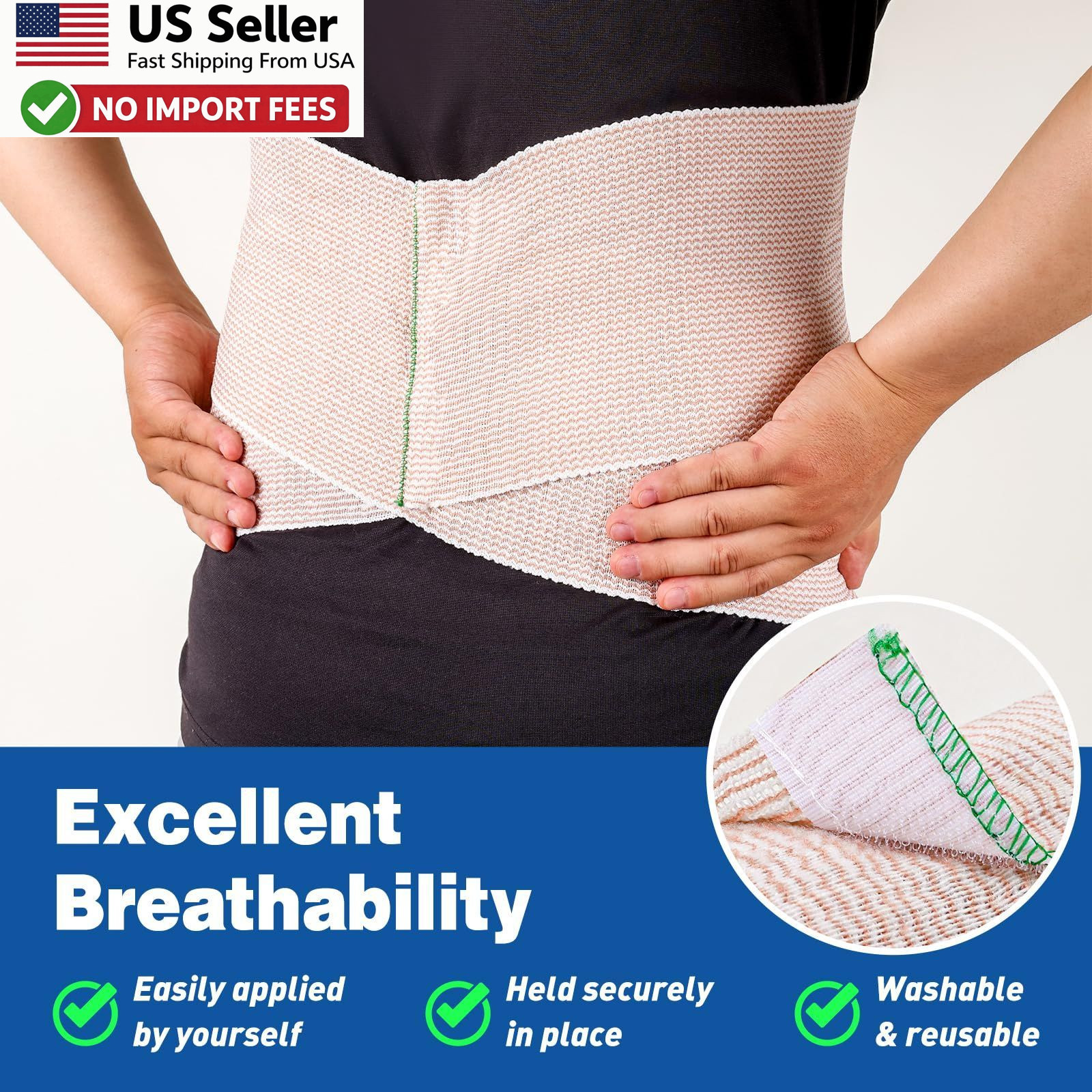 AZEN Premium 5 Pack Elastic Bandage Wrap 6 Inch Compression Wrap Latex-Free USA
