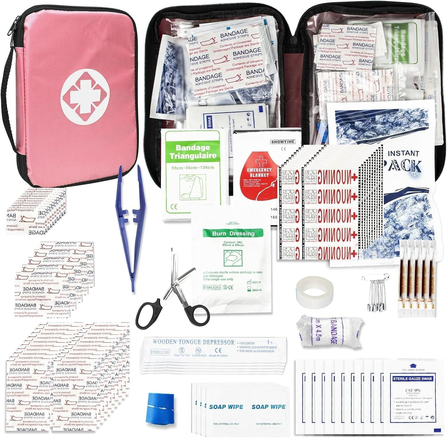 Botiquín de primeros auxilios familiar (305 piezas, Rosa)