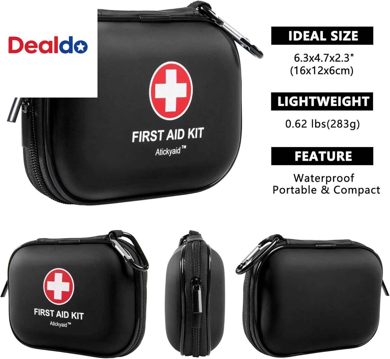 Mini First Aid Kit – 120 Piece Small Waterproof Hard Shell Medical Kit for Car,