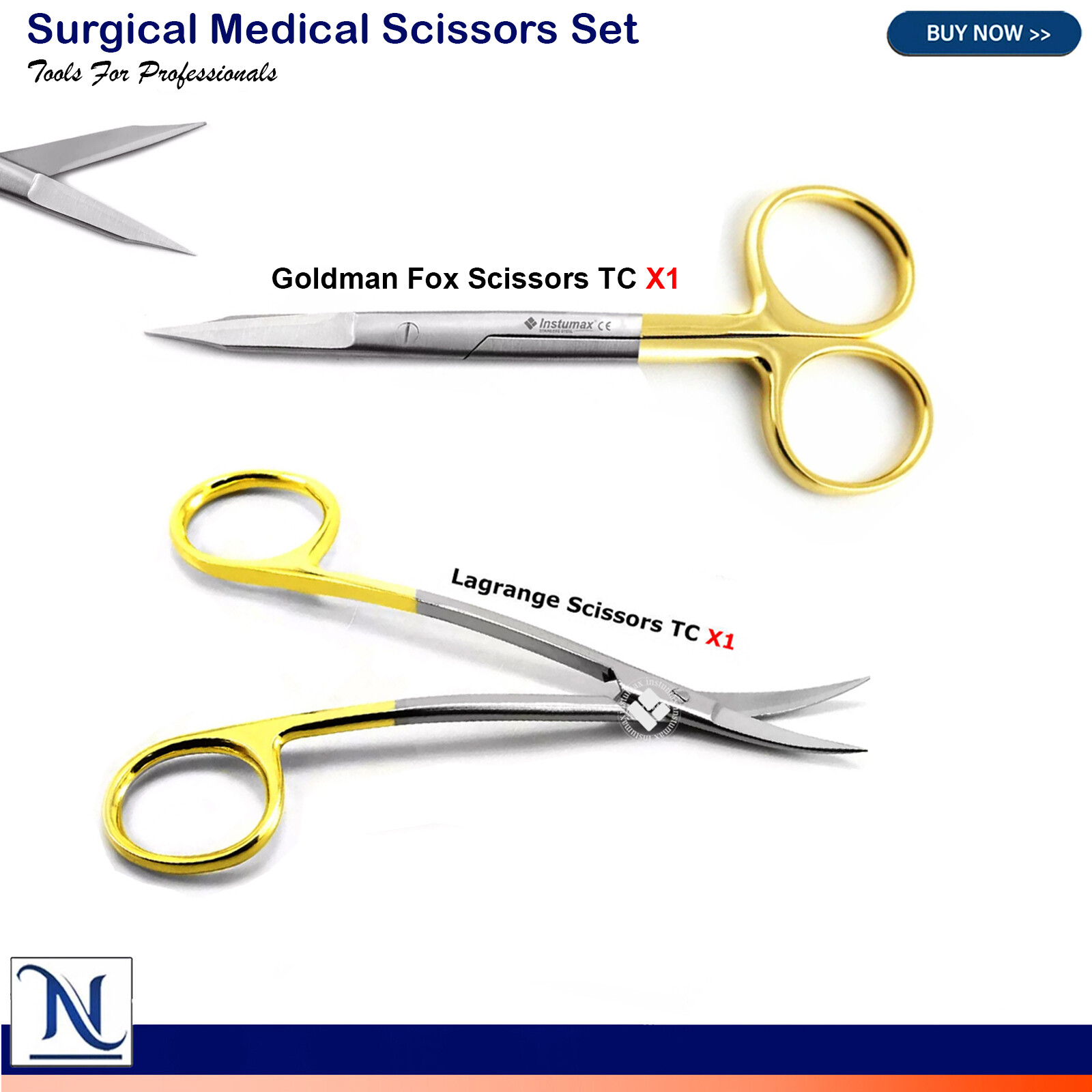 Dental Medical Tissue Scissors Goldman Fox Tissue LaGrange Suture Removal Set