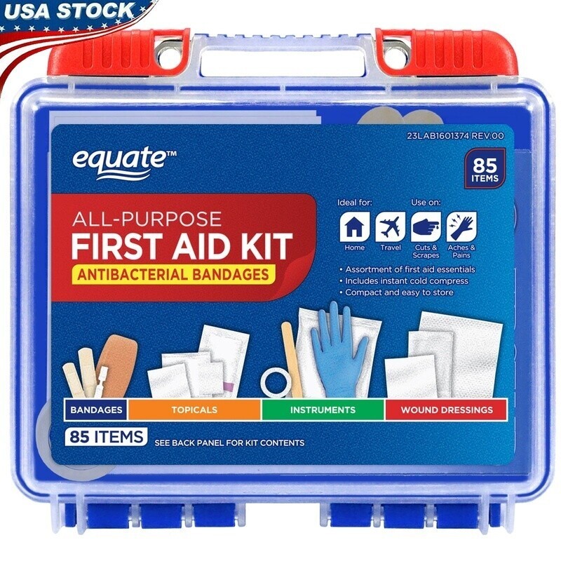 Lightweight Portable First Aid Kit 85 Pieces Compact Travel Home Office Auto Use