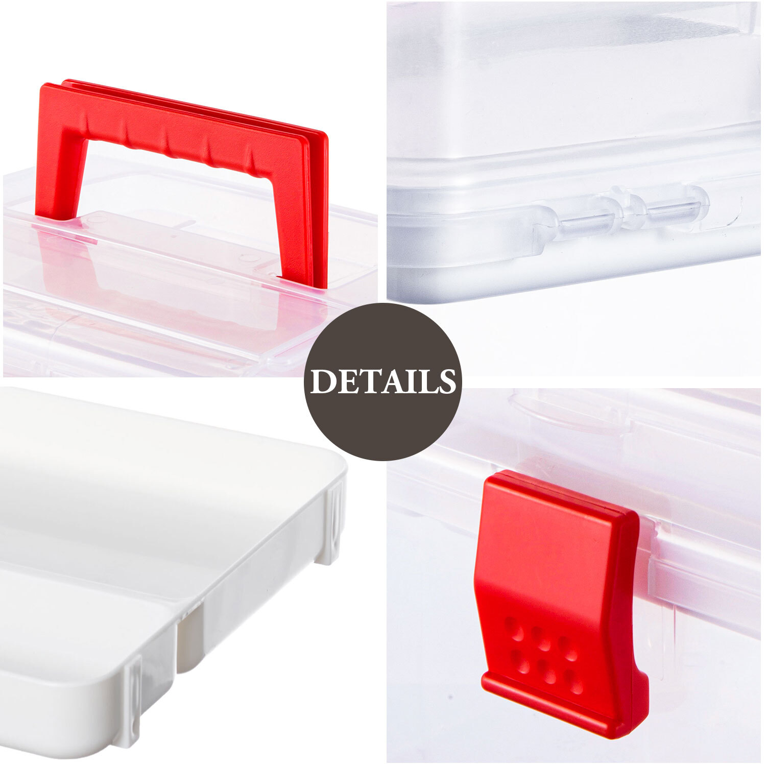 Clear Plastic Medical Storage Box w/ Lid, First Aid Bin, Portable Emergency Kit