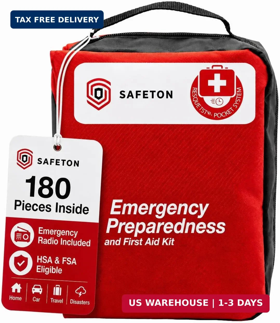 Travel-First Aid-Kit Car-Home 180 Piece Survival-Kit Outdoor-Adventure – Full Po
