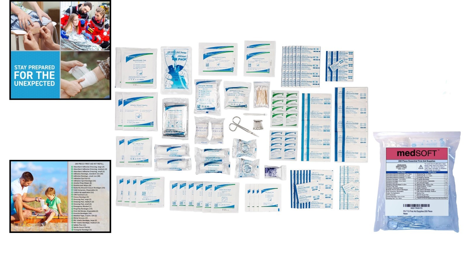 200-Piece First Aid Kit Refill – Essential Replacement Supplies for Safety