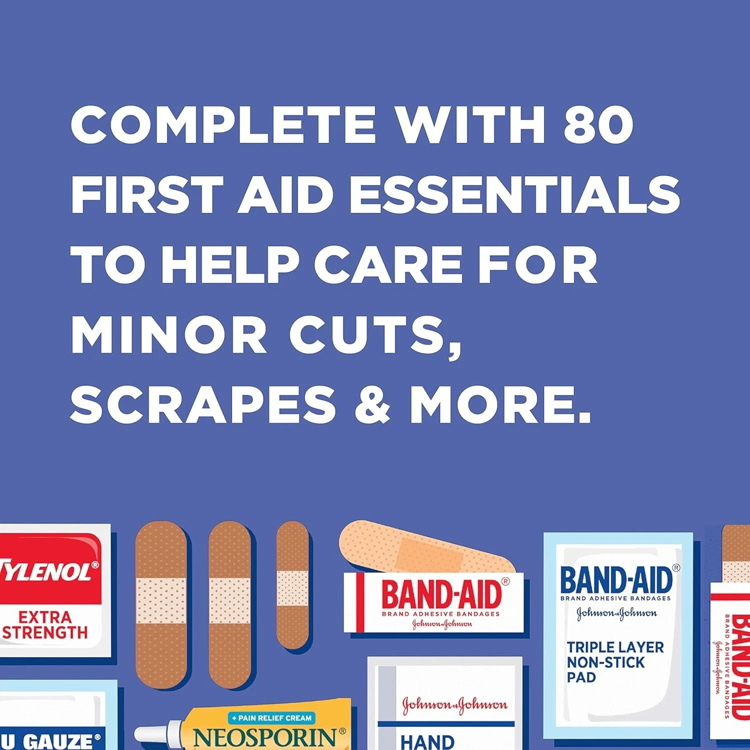 BAND-AID Travel First Aid Kit 80 Piece Portable Emergency Wound Care for Home