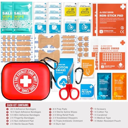 EVERLIT CARE Mini-Aid First Aid Kit | Compact & Lightweight Case with