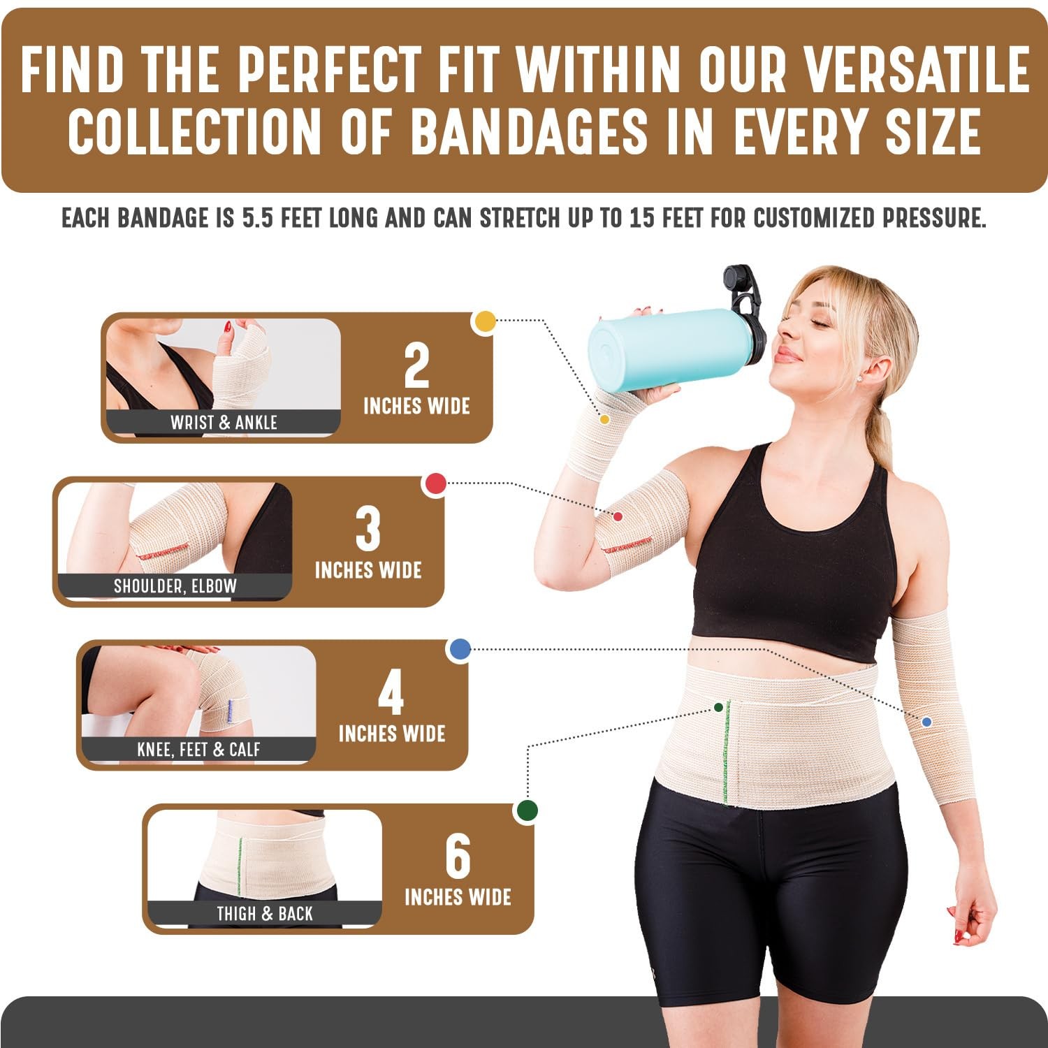 Premium Elastic Bandage Wrap (4” Wide, 6 Pack) – Nexskin Latex Free 6 Pack