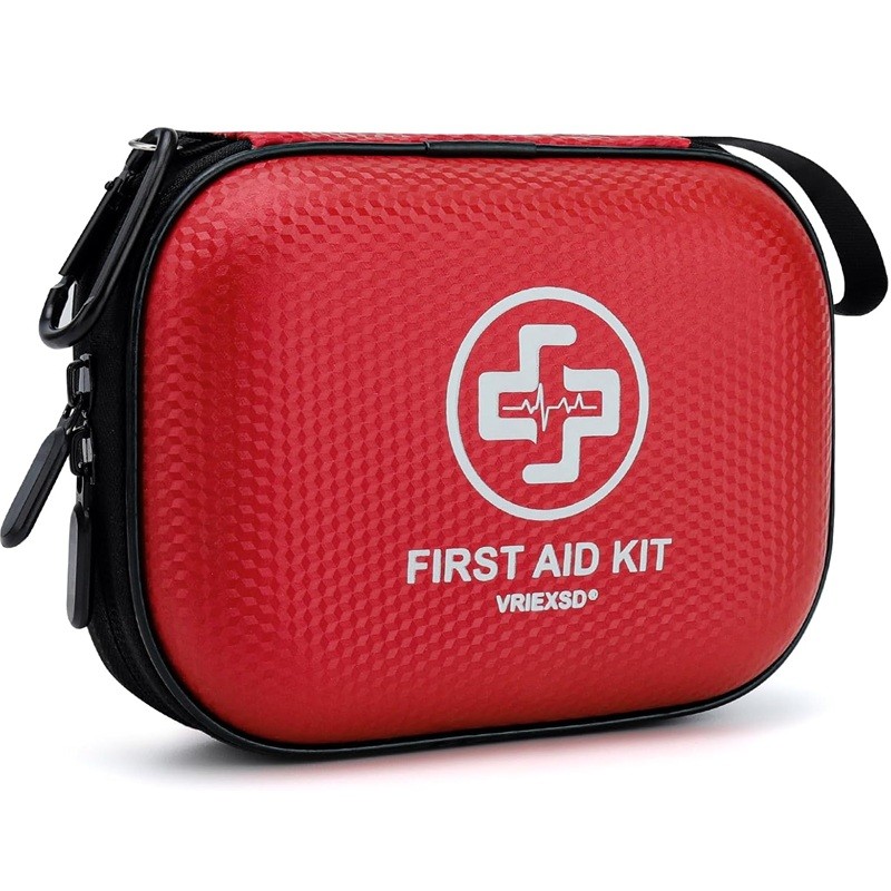 Mini First Aid Kit 150 Piece Small Waterproof Hard Shell Medical Kit for Home, C
