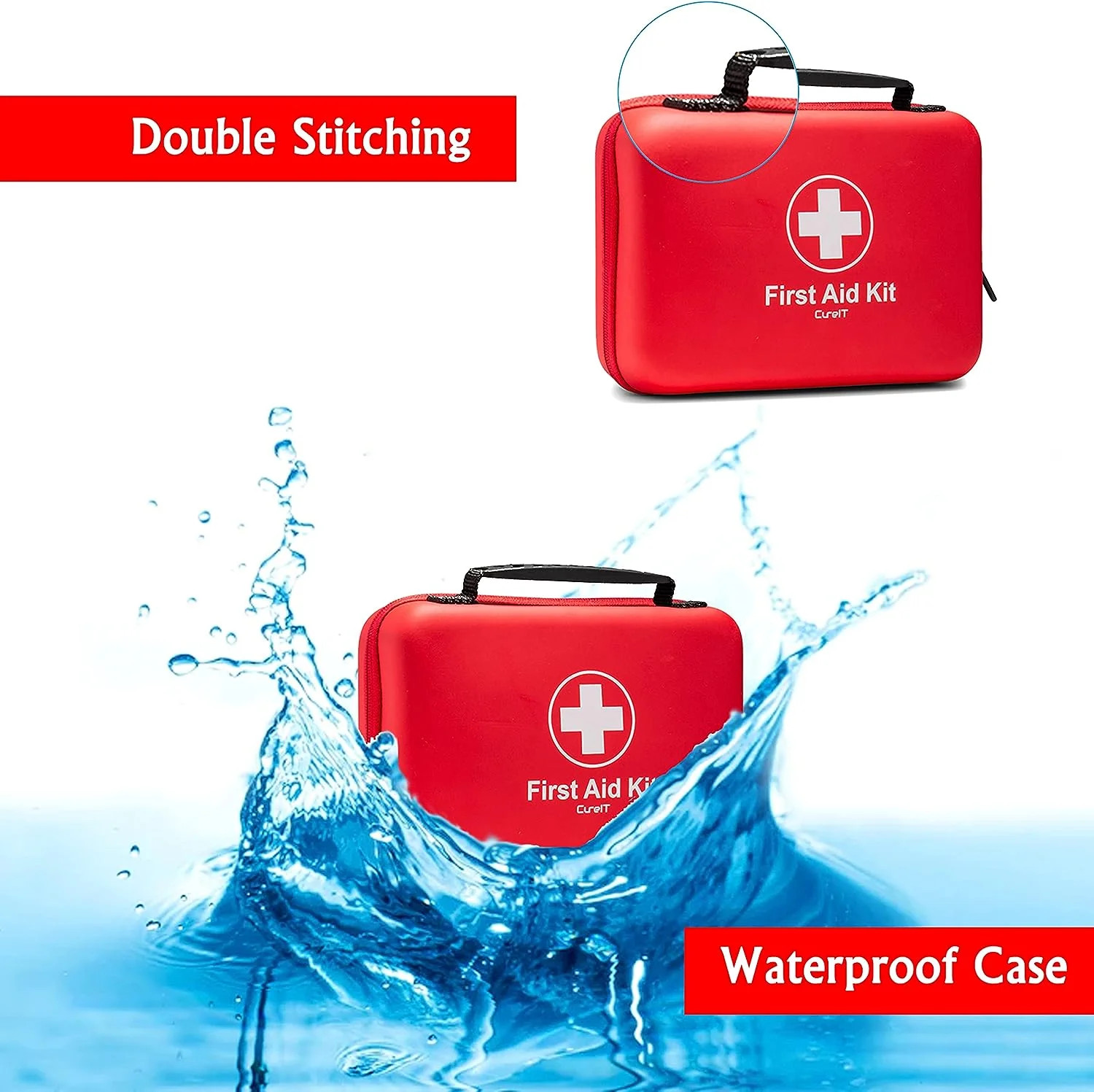 230-Pc First Aid Kit Waterproof Emergency Survival Kit with Shoulder Straps