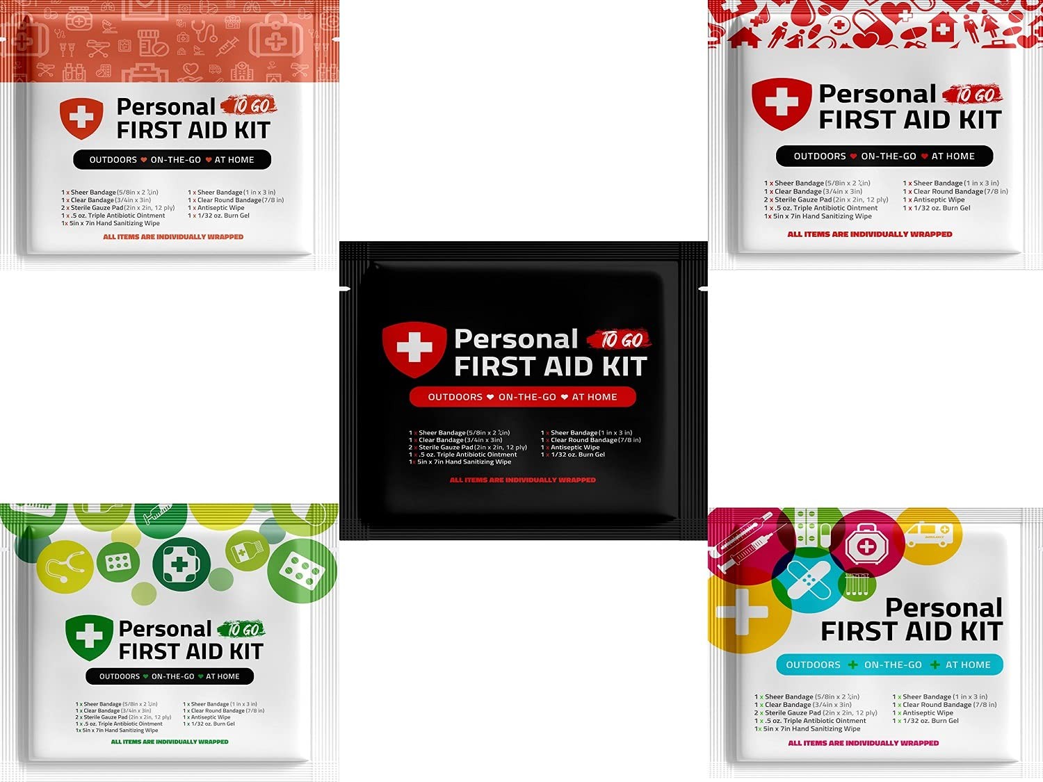 Personal First Aid Kit- 10 Pack | Clean, Treat, Protect Minor Cuts, Orange