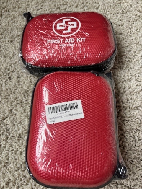 Mini First Aid Kit, VRIEXSD, Red, 150 Pcs Waterproof Hard Shell Medical Kit, New