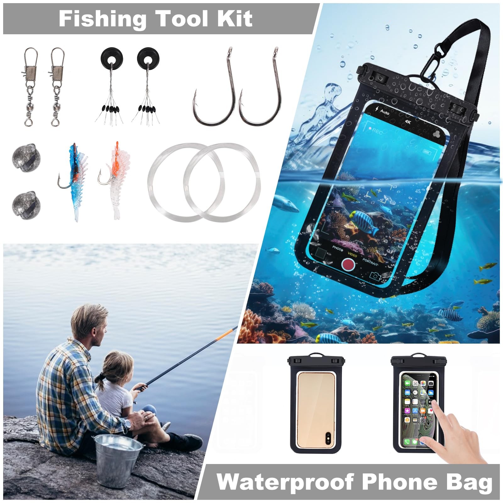 GPUSFAK 110 Pieces Boat Kit 2-in-1 Waterproof First Aid Kit