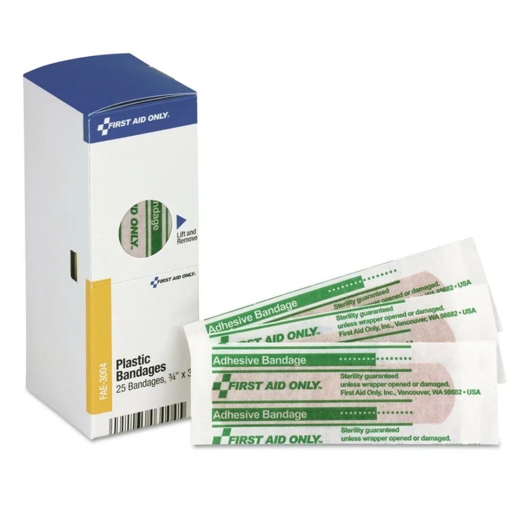First Aid Only 3004 25-Pc./Box 3/4 in. x 3 in. Adhesive Bandage Refill New
