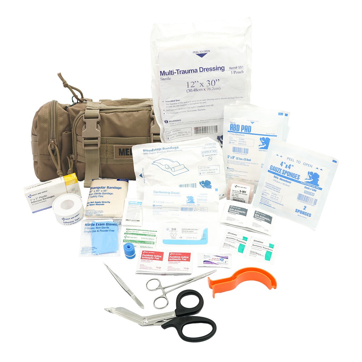 Elite First Aid 143T Rapid Response First Aid Kit Tan MOLLE Tactical Bag