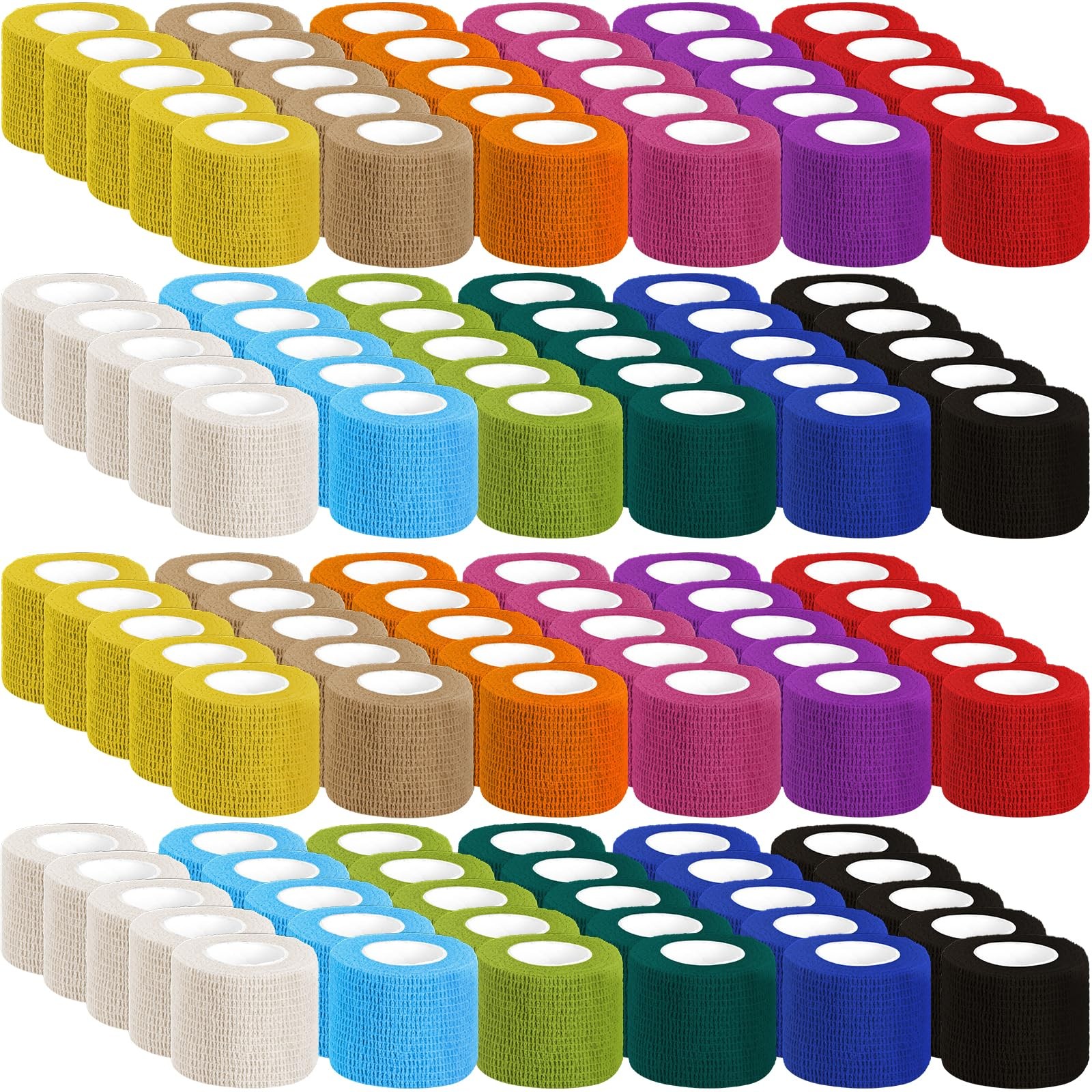 120 Pack Colorful Self Adhesive Bandage Wrap Bulk 2 Inch 120 Pack, 12 Colors