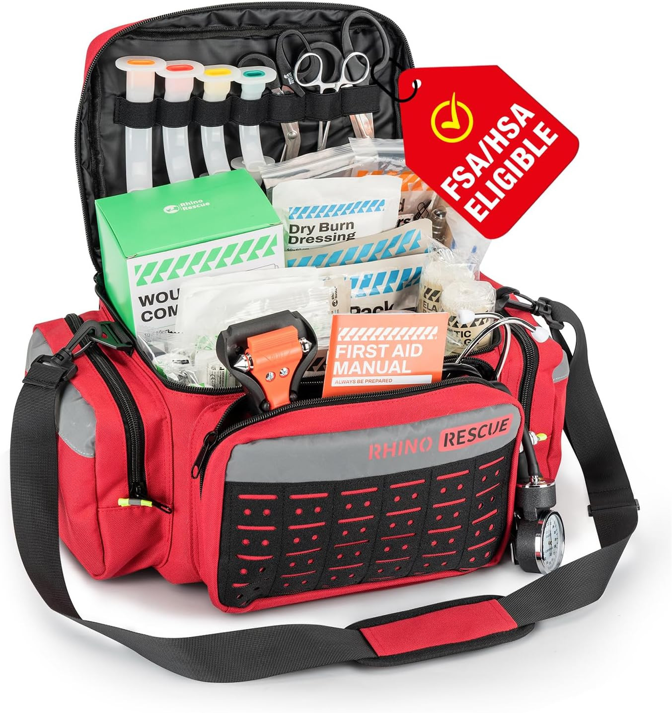 RHINO RESCUE First Responder First Aid Kit Fully-Stocked EMT Bag, Professional E