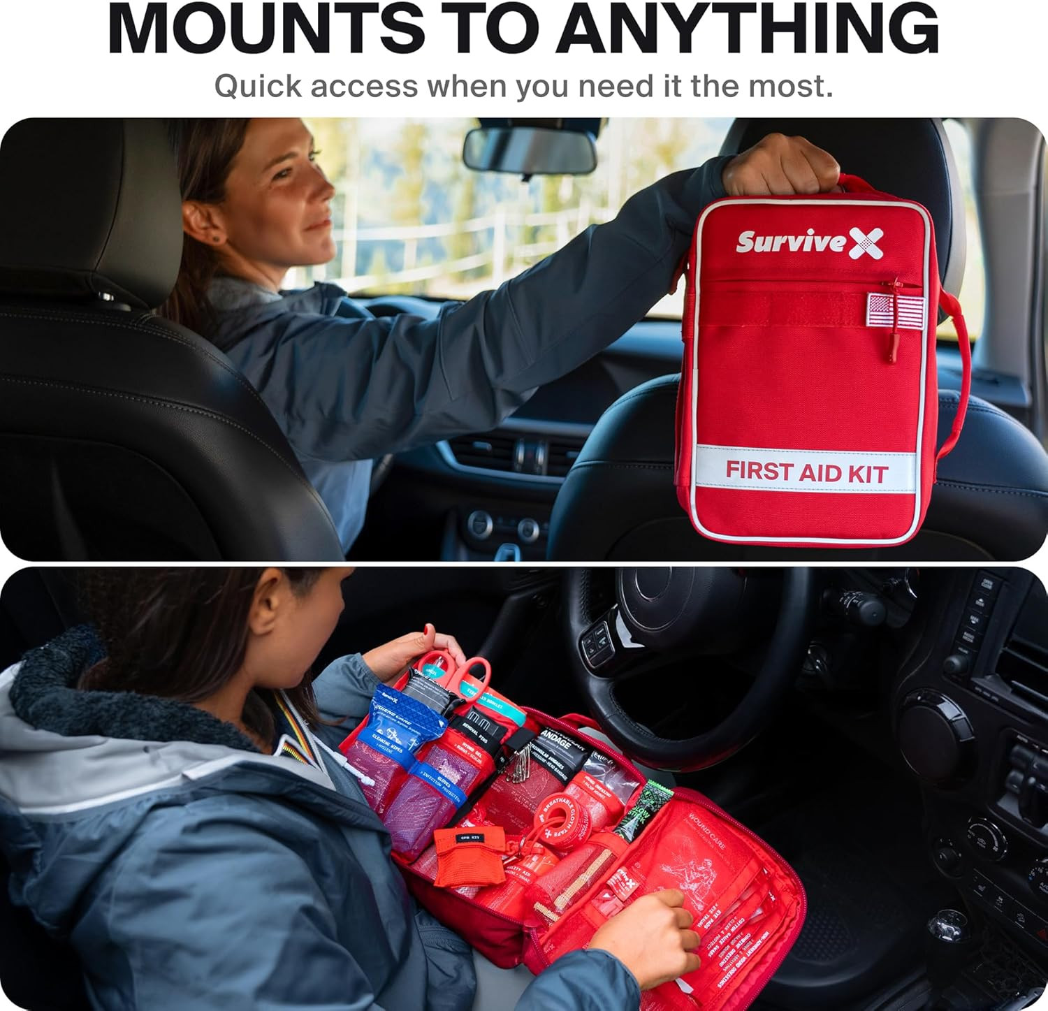 Large First Aid Kit for Car, Travel & Home – Emergency Kit for Hiking, Camping,