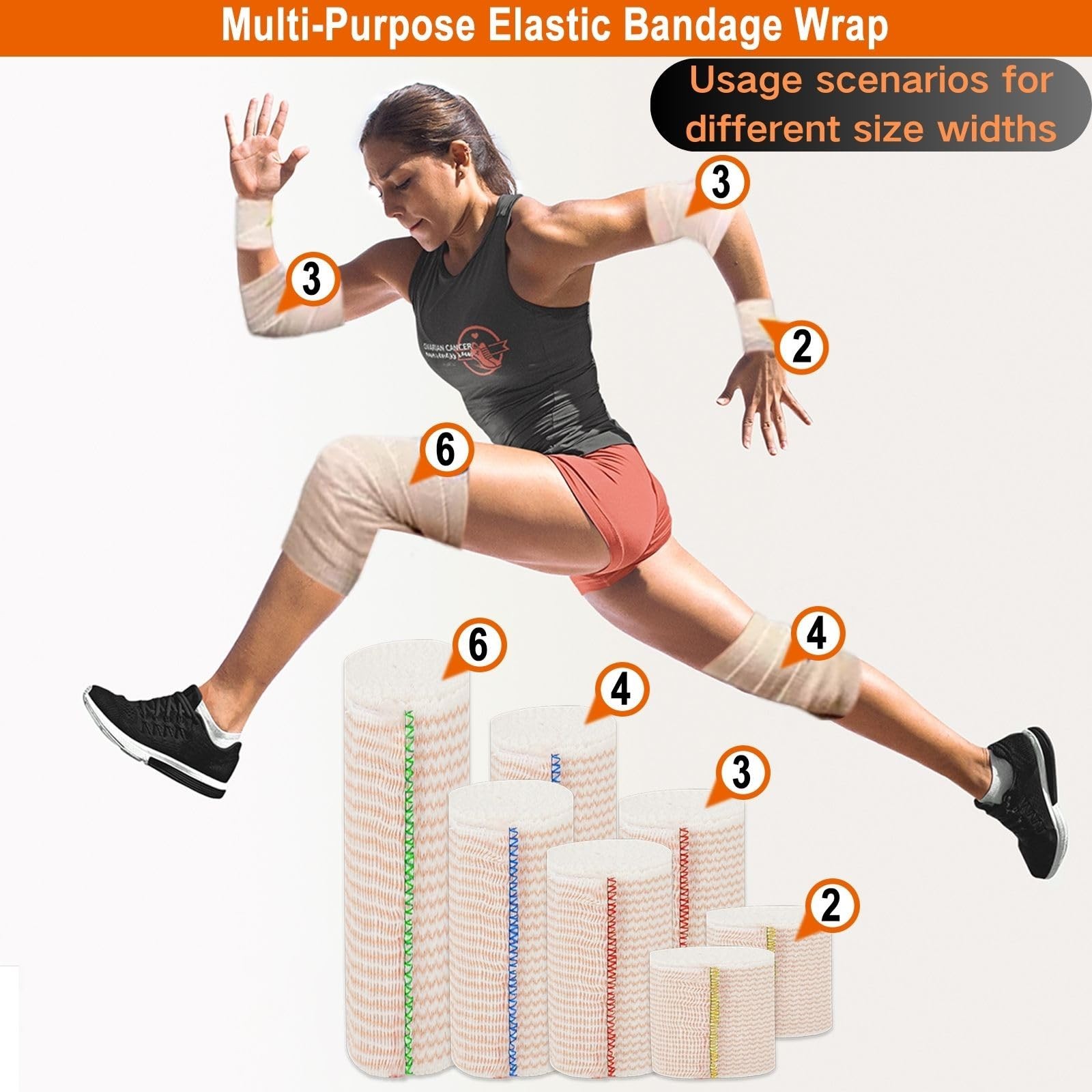 Premium Elastic Bandage Wrap 6 inch 4 Pack 6” Wide 4 Pack,