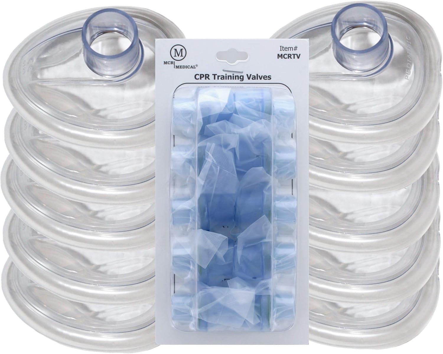 Pack of 10 Training CPR Rescue Masks, ADULT with Valves MCRTM-A