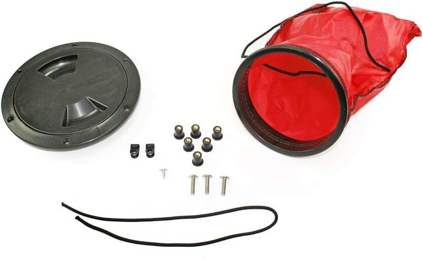 Black Red First Aid Kit Hatch Storage Unit For Kayaks And Boats 5 Inch Lid