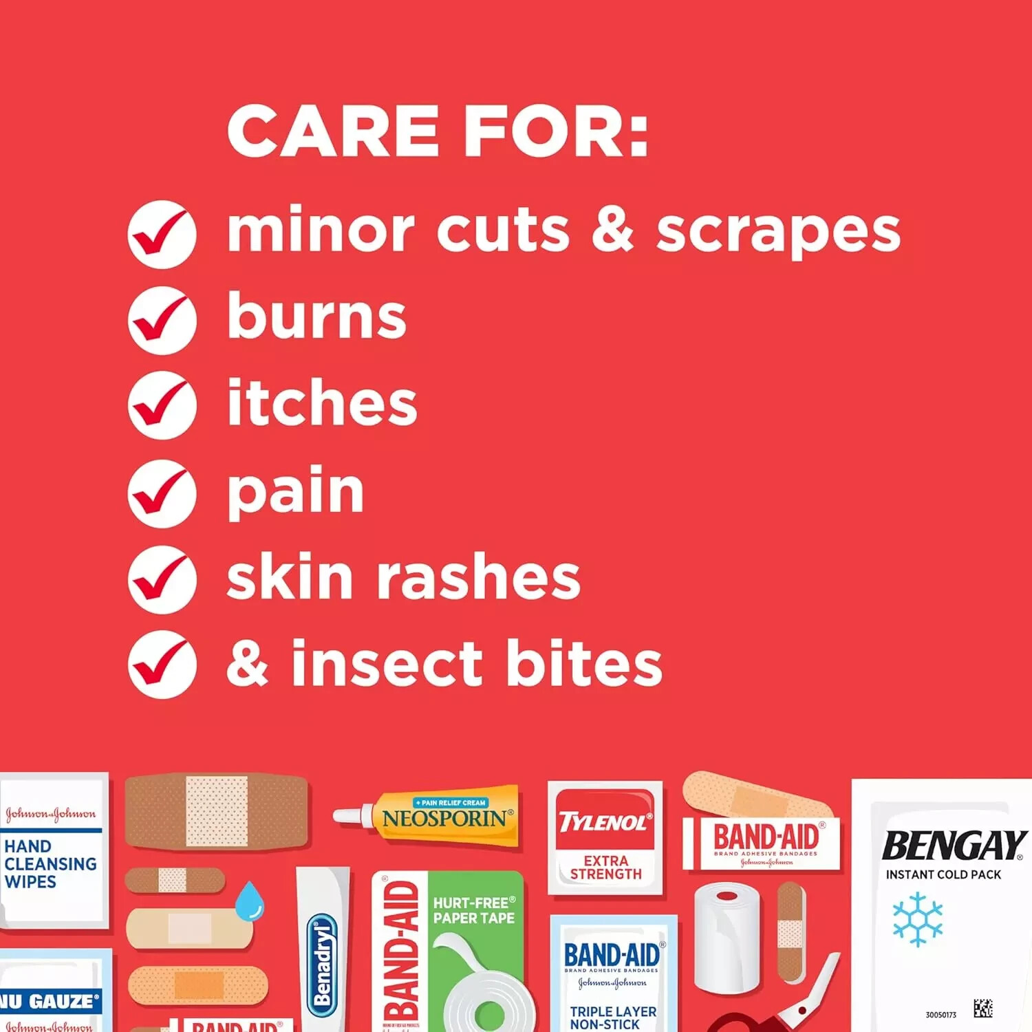 Johnson & Johnson All-Purpose Portable Compact First Aid Kit for Minor Cuts