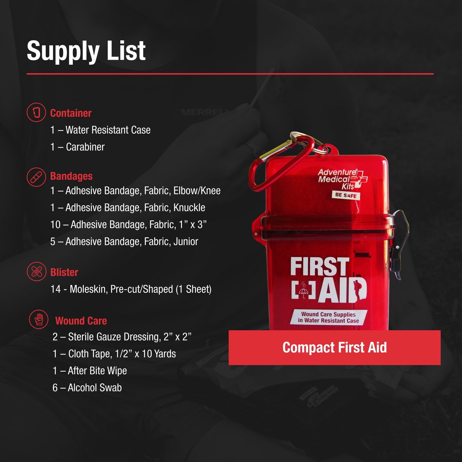 Adventure Medical Kits First Aid, Water-Resistant 2 Count (Pack of 1), Red