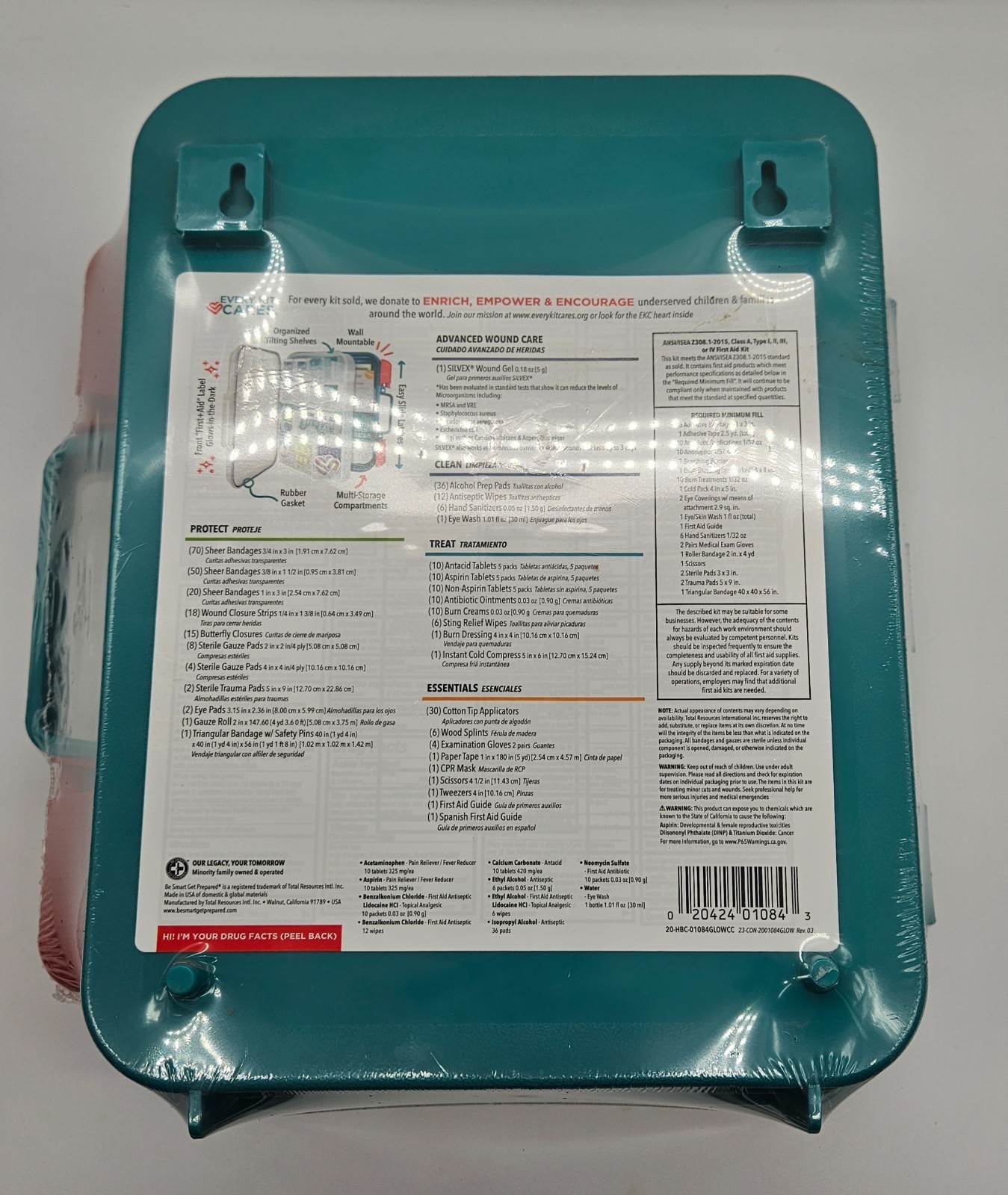 Be Smart Get Prepared 351 Piece First Aid Kit ANSI Class A Wall Mountable Case