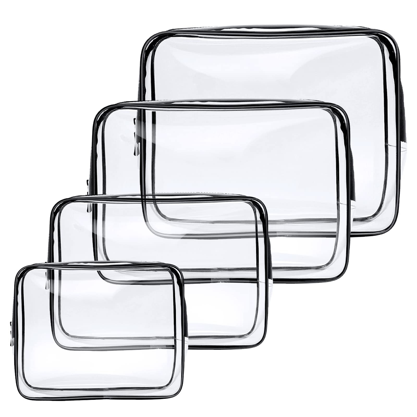 Aucuu 4-Pack Clear Wash & Makeup Bags TSA Approved 29*22*2cm, Transparent