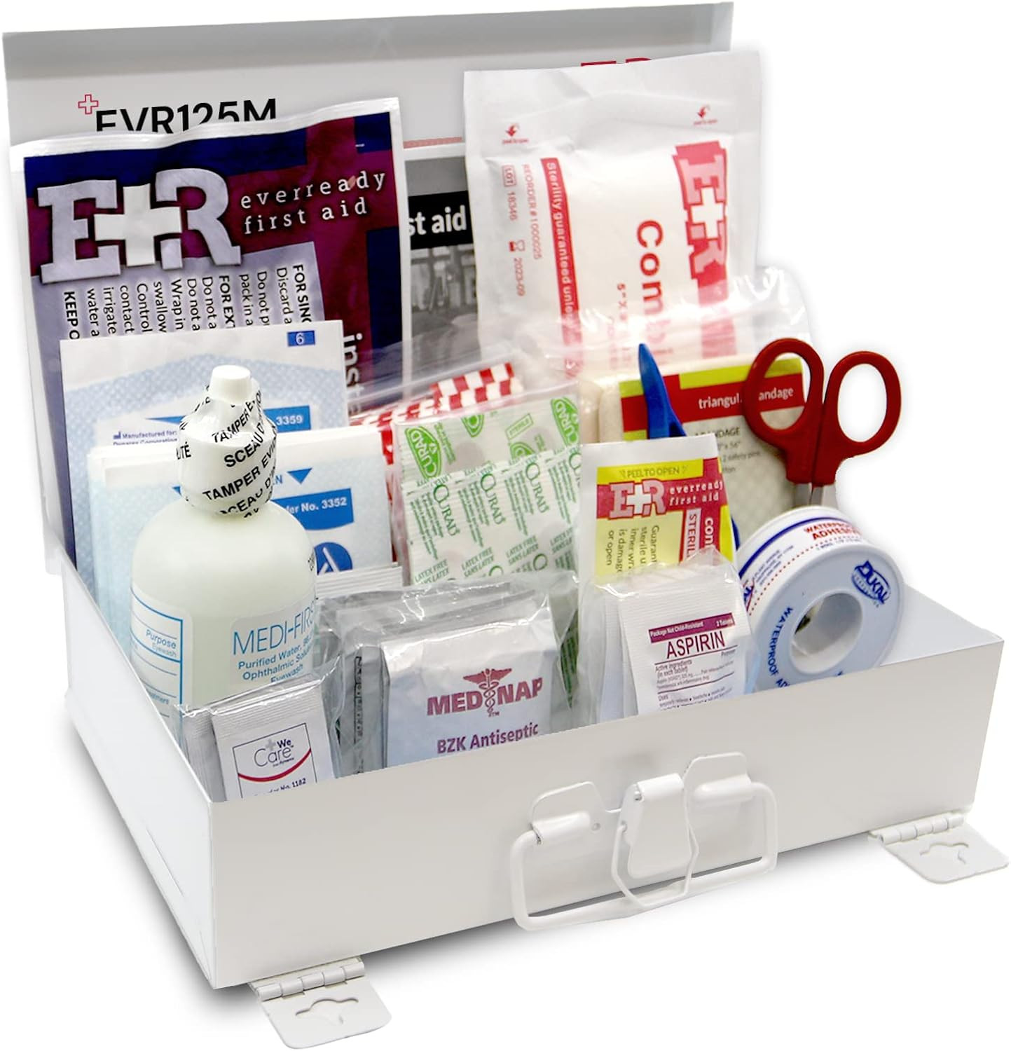 Ever Ready First Aid 107 Piece 25 Person First Aid Kit with Metal Case, OSHA Com