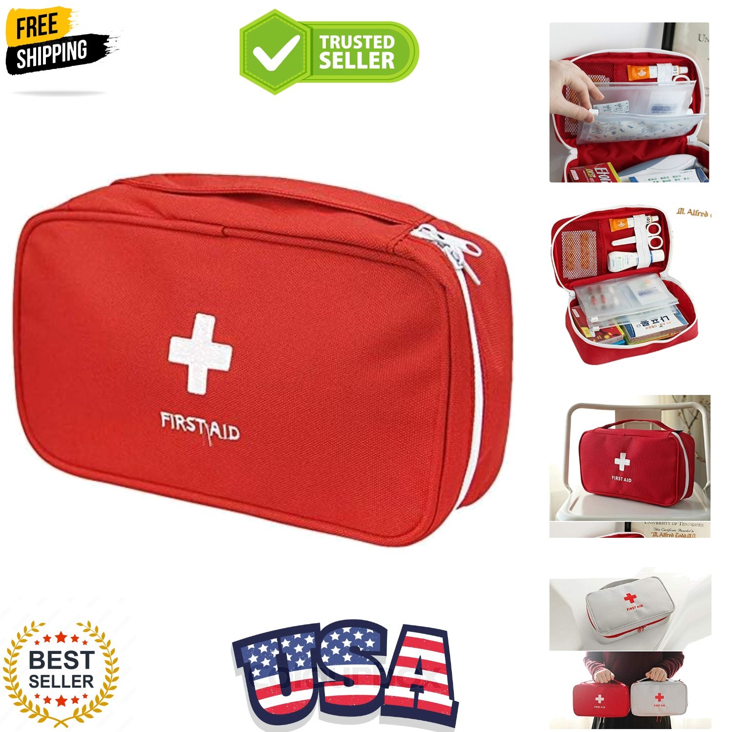 First Aid Bag – First Aid Kit Bag Empty for Home Outdoor Travel Camping Hikin…