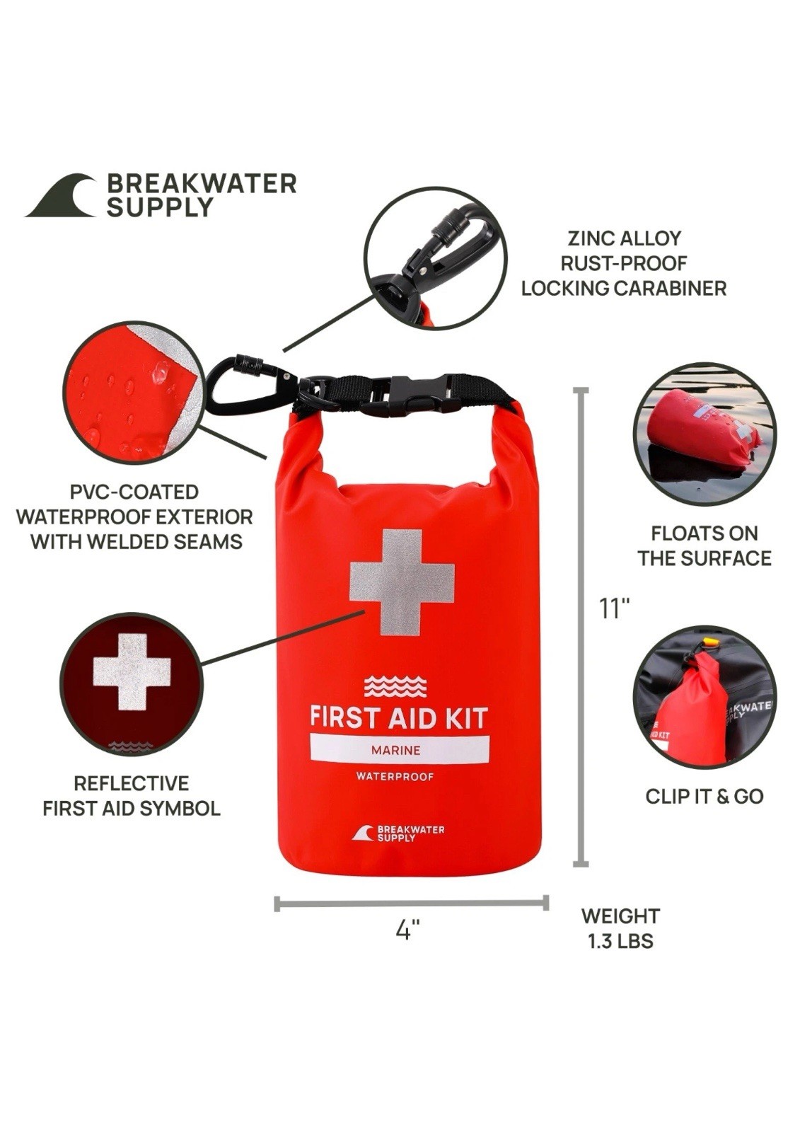 ™ Waterproof Marine First Aid Kit Boat Safety Tool Kit, 100 Piece AFAK Emerge…