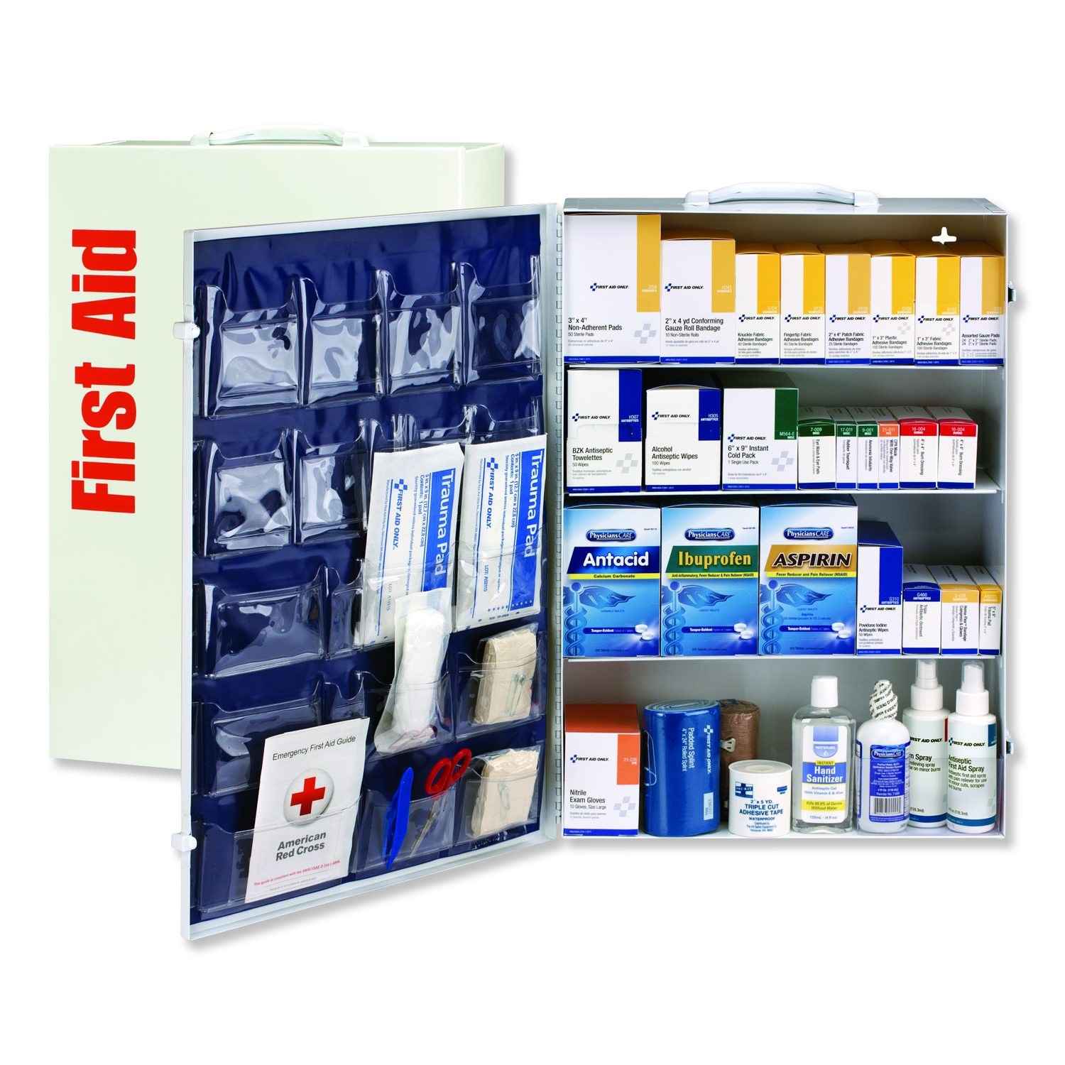 First Aid Only 4 Shelf Station with Medications 1461 Pieces Metal Case 90576
