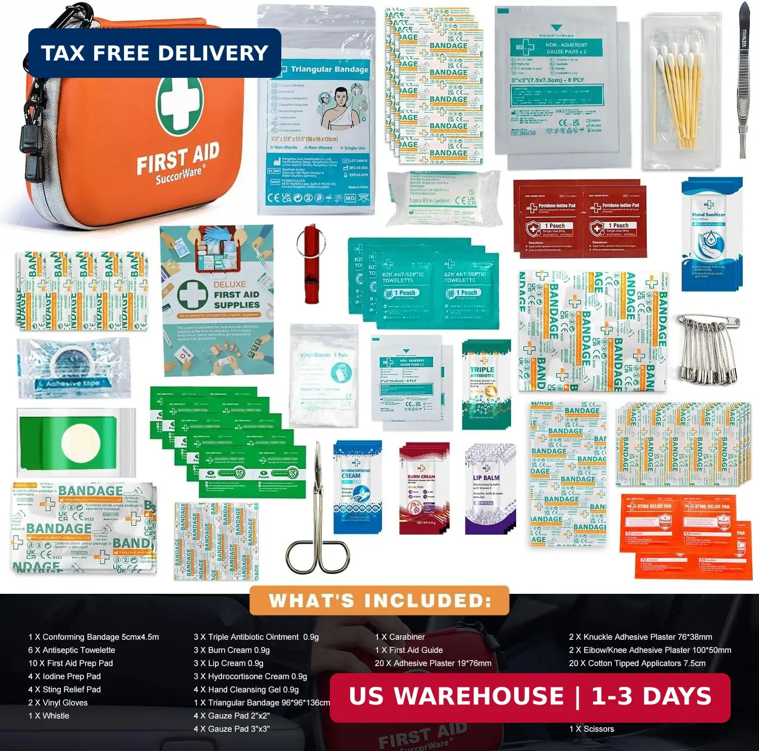 SuccorWare 150 Pieces Mini First Aid Kit – Small Medical Kit with Hard Shell – E
