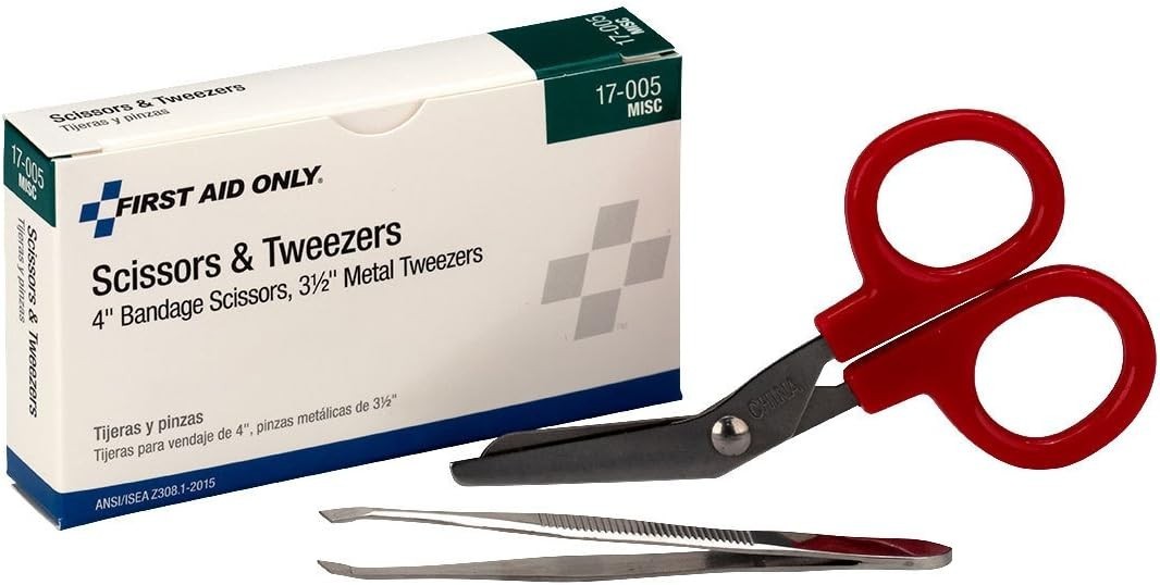 Portable Emergency Scissors and Tweezers Set – 4" Scissors for Quick First Aid