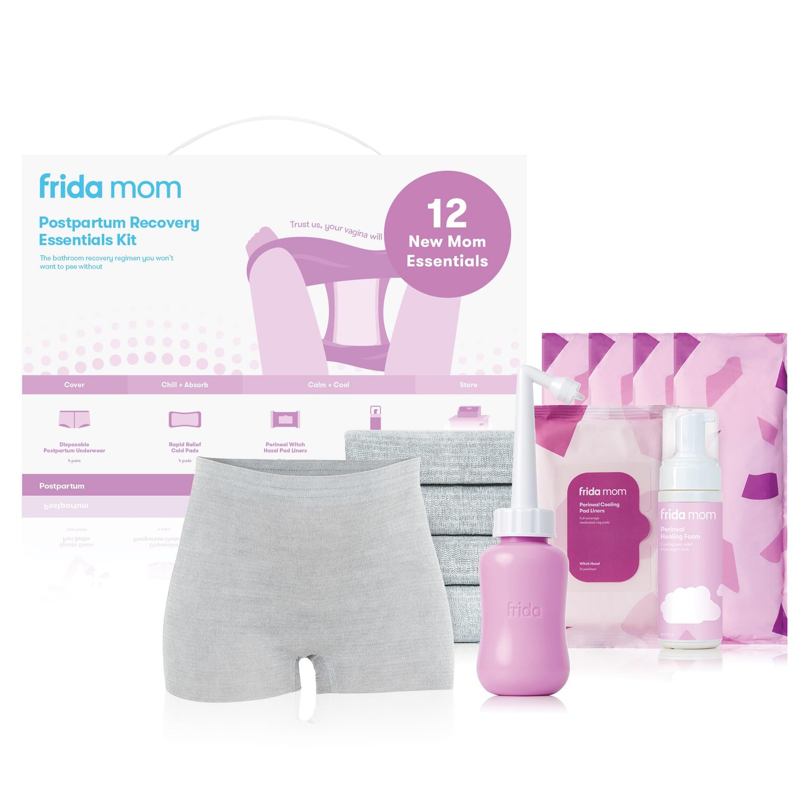 Frida Mom 11pc Postpartum Essentials Kit Gift Set, Hospital Bag Large, White