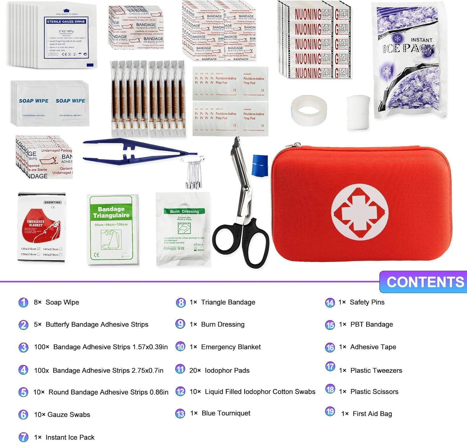 Car First Aid Kits 275Pcs Survival Gear Home Travel Size Small Emergency Kit Tac
