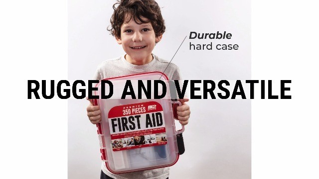 350-Piece First Aid Kit – Wall Mount Hard Case, Dual Layer for Office, Home, Car