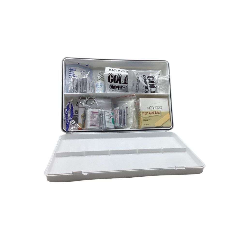 New First Aid Essential Medical Travel Kit (PLASTIC) for 50 People with Gasket