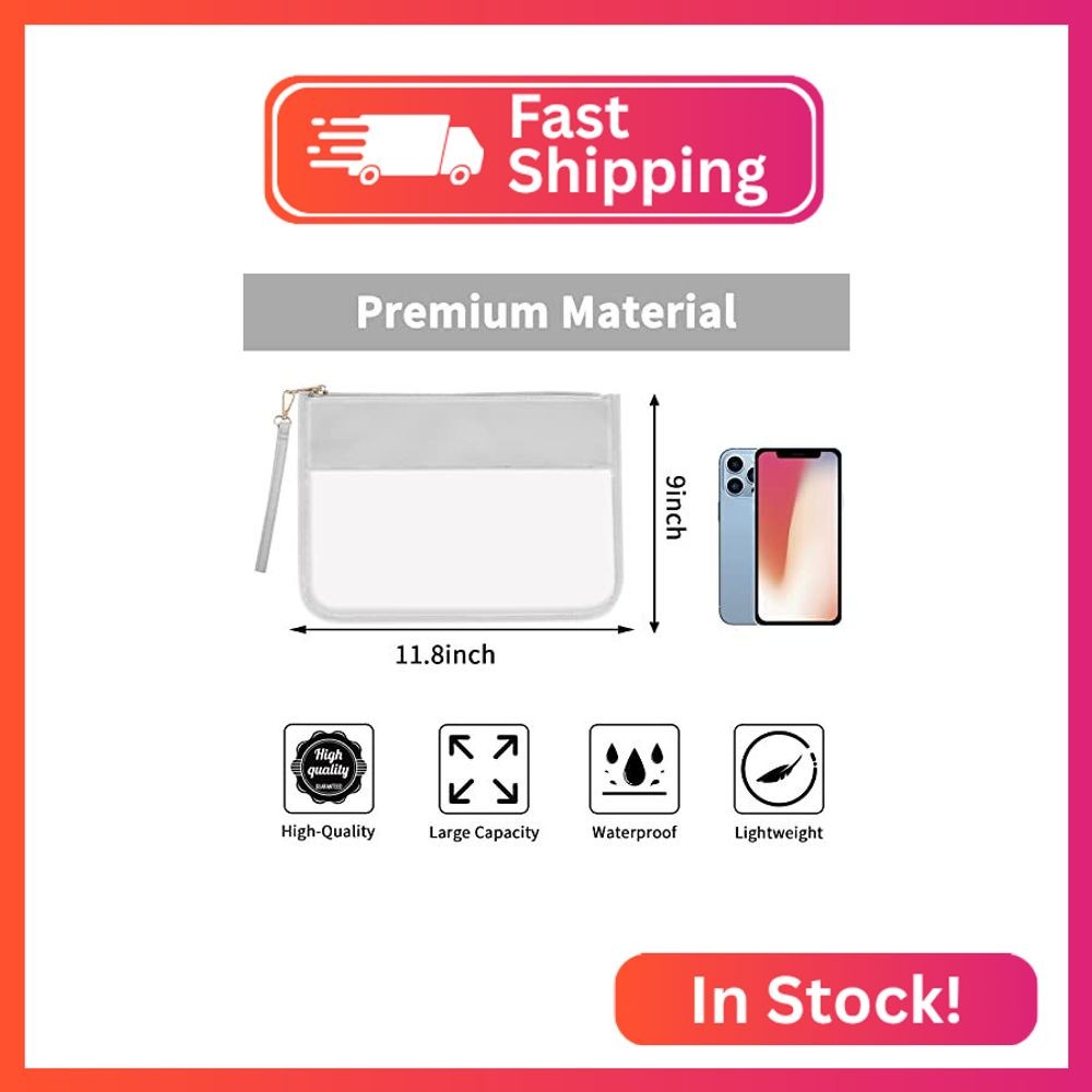 Iqimott Clear Zipper Pouch, DIY Clear Makeup Cosmetic Bag Purse for Women Girls,