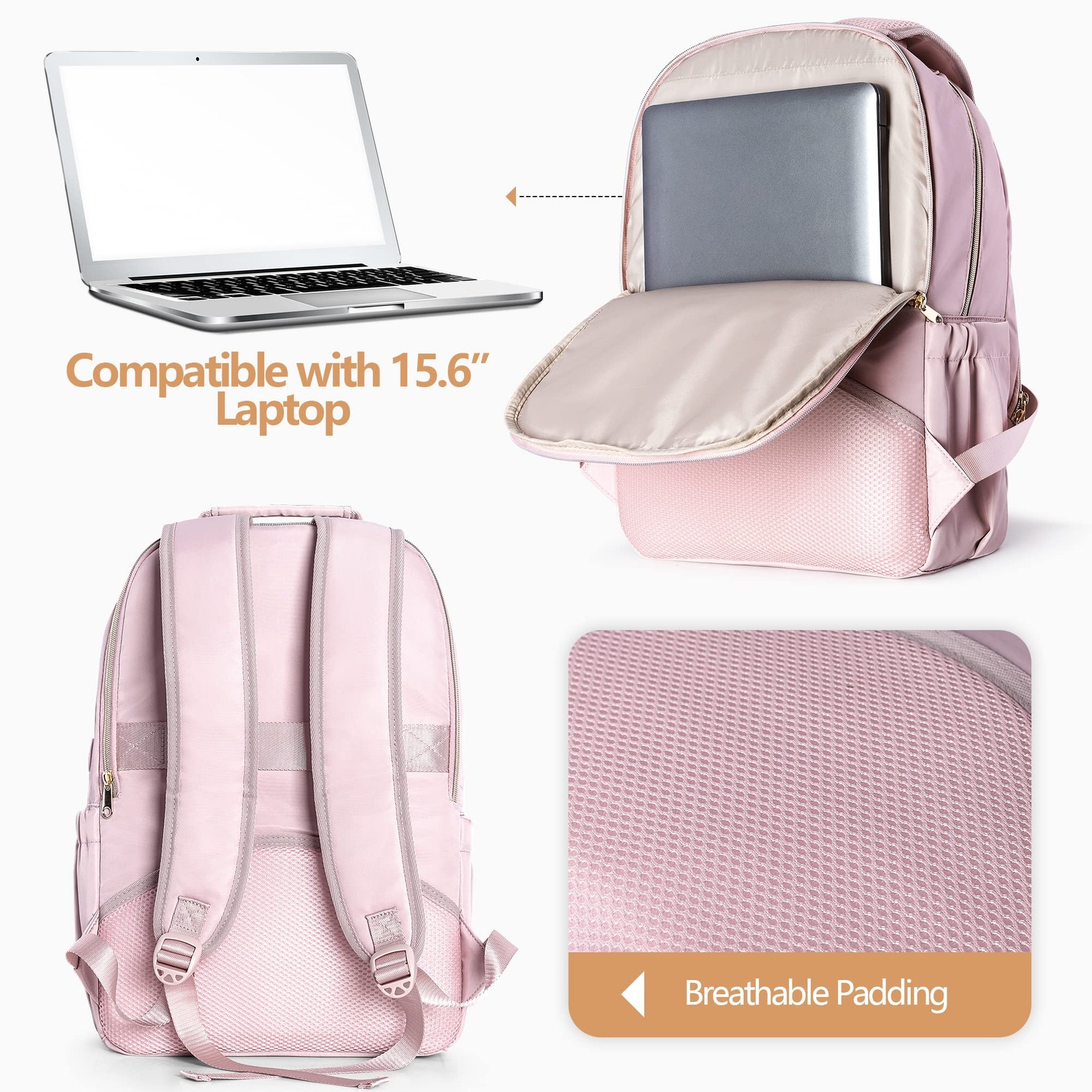 Fasrom Nurse Bag Backpack for Work Women with USB Charging Hole, Medium, Pink