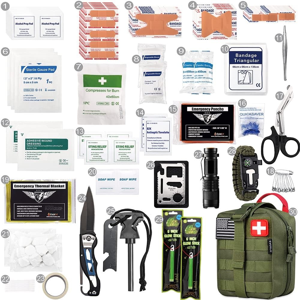 250PCS Survival First Aid Kit IFAK EMT Molle Pouch Emergency Trauma Bag