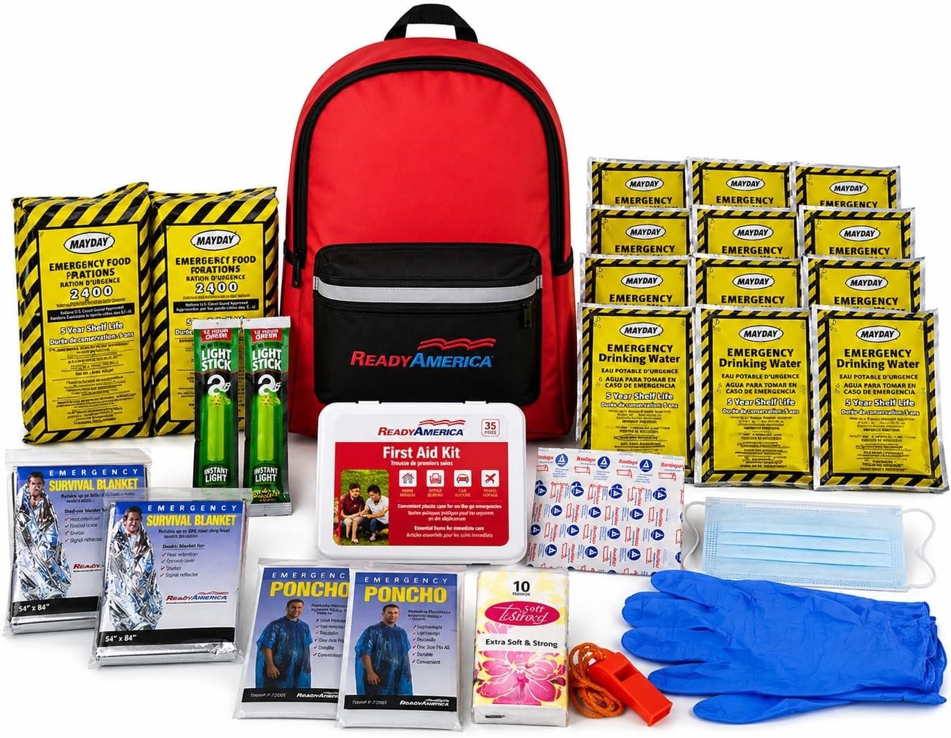 72 Hour Emergency Kit Backpack for 2 People First Aid Survival Food Water